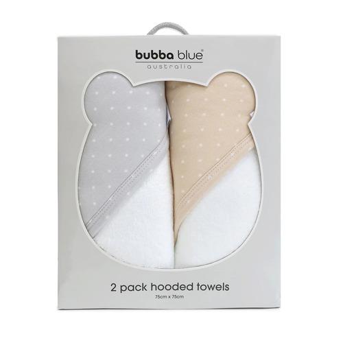 Bubba Blue Confetti 2pk Hooded Towels Grey/Taupe 14122