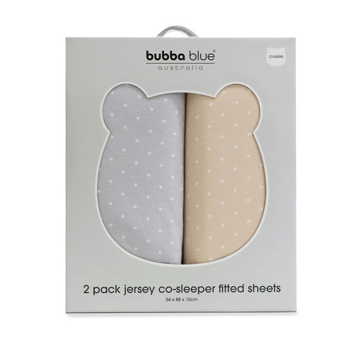 Bubba Blue Confetti 2pk Jersey Co-sleeper Fitted Sheets Grey/Taupe 14795