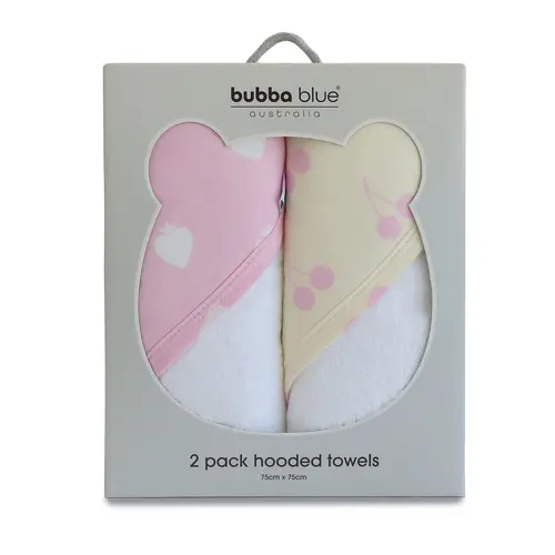 Bubba Blue Nordic Sorbet 2pk Hooded Towel Strawberry/Cherry 15945