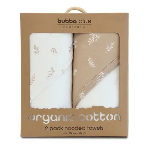 Bubba Blue Organic Cotton Hooded Towels 2pk Chestnut 16300