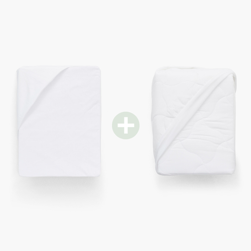 Tasman Eco Cot Fitted Sheet + Mattress Protector Pack