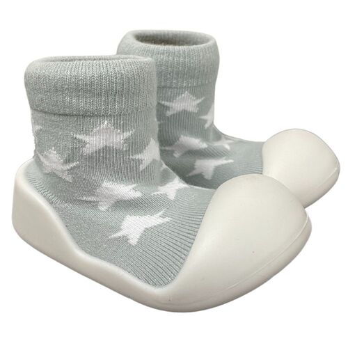 Little Eaton Rubber Soled Sock Grey with Stars [Size: 12-18 Months]