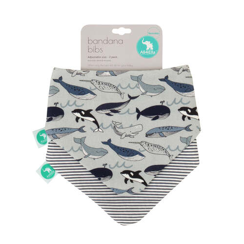 All4Ella Bandana Bibs Assorted Designs [Design: Whale Pod]