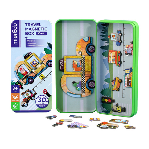 mierEdu Transport Travel Magnetic Puzzle Box 30+ Pieces - Cars ME0884