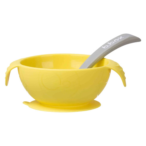 b.box Silicone First Feeding Bowl & Spoon Set [Colour: Lemon Sherbet]