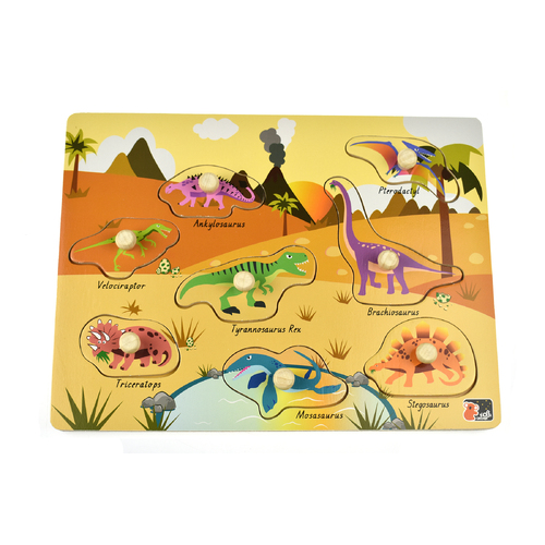 Koala Dream Wooden Peg Puzzle - 2-in-1 Dinosaur 8pcs PM211