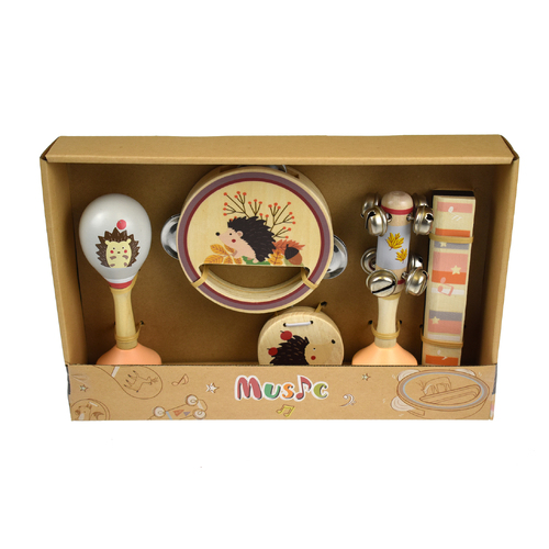 Kaper Kidz Calm & Breezy Woodland Wooden 5pc Musical Set - Hedgehog