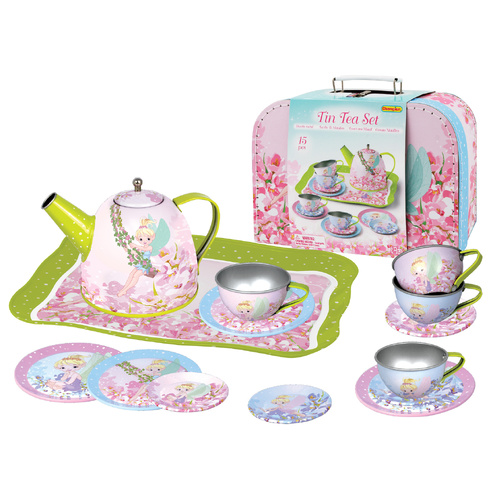 Kaper Kidz Fairy Tin Tea Set in Suitcase 15pcs CH42041