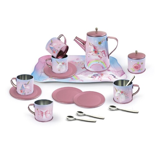 Kaper Kidz Rainbow Unicorn Tin Tea Set 18pcs CH52049