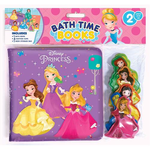 Disney Princess Bath Book + 6 Suction Cups + Storage Bag