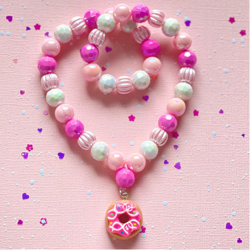 Sweet As Sugar Beaded Necklace - Pink Donut A05