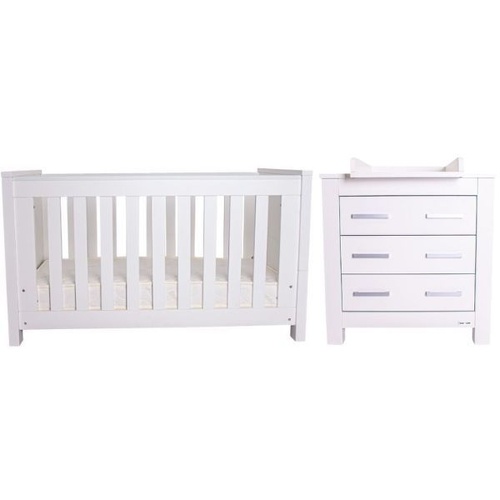 Love n Care Bordeaux Cot, Chest & Mattress Package White